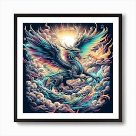 T-shirt design featuring a fierce dragon Art Print