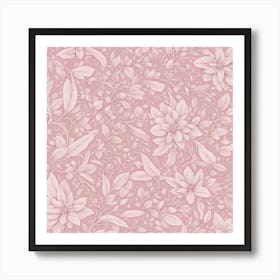 Pink Floral Wallpaper Art Print