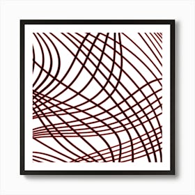 Abstract Red Wavy Lines 1 Art Print