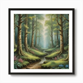 An Enchanting Forest Scene Art Art Print 3 Art Print