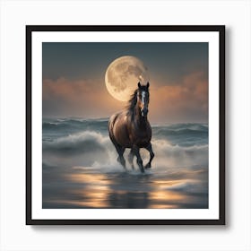 Horse In The Ocean Art Print