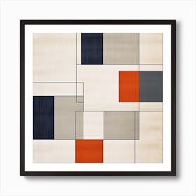 Gray Squares, Geometric Art Print