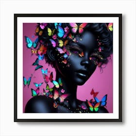 Purple woman butterfly wall art Art Print