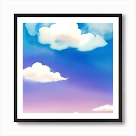 Watercolor Sky With Clouds Art Print