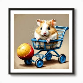 Hamster In Shopping Cart 3 Art Print