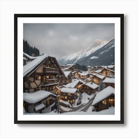 Village In The Snow Art Print