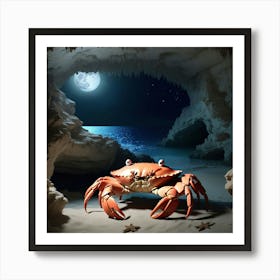 Crab In Cave At Night 4 Art Print