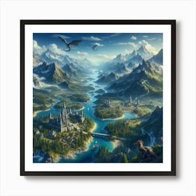 Dragons And Mountains Art Print