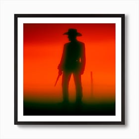 Silhouette Of A Cowboy Art Print