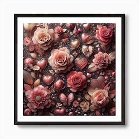 Valentine's Day, rose pattern 3 Art Print