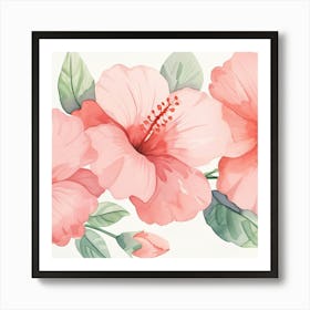 Pink Hibiscus Flower Art Print