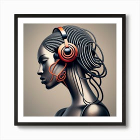 Woman With Headphones 61 Art Print