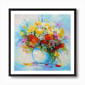 A bouquet of meadow flowers in a vase Art Print