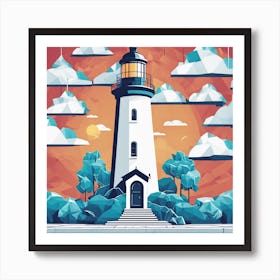 Low Poly Lighthouse (2) Art Print