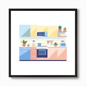 Flat Kitchen Design Art Print