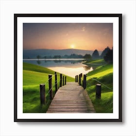 Sunrise Over The Lake 1 Art Print