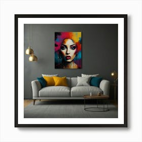 Woman With Colorful Hair 1 Art Print