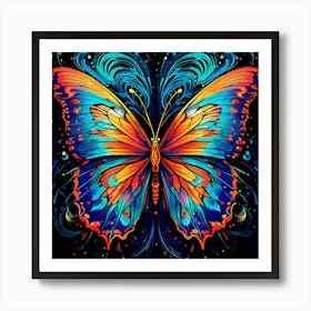 Butterfly On A Black Background art print Art Print