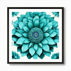 Turquoise Flowers Art Print