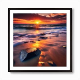 Sun Setting Over The Ocean Art Print