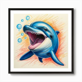 Dolphin Drawing 15 Art Print