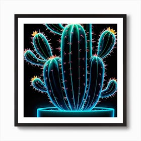 Neon Cactus Art Print