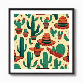 Mexican Cactus Pattern 2 Art Print