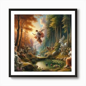 Angels In The Forest 2 Art Print