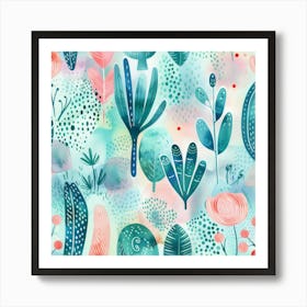 Watercolor Floral Pattern 2 Art Print