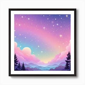 Sky With Twinkling Stars In Pastel Colors Square Composition 277 Art Print