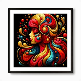 Colorful Psychedelic Woman Art Print