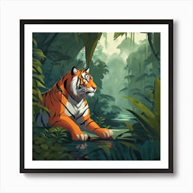 Tiger In The Jungle 28 Art Print