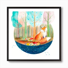 Fox And Whale 1 Art Print