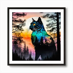 Cat In The Forest 2 Art Print