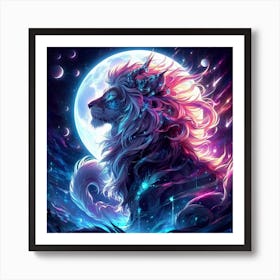 Lion In The Moonlight 3 Art Print