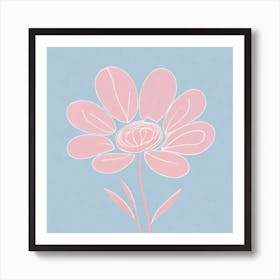 A White And Pink Flower In Minimalist Style Square Composition 345 Art Print