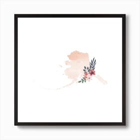 Alaska Watercolor Floral State Art Print