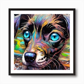 Dog With Blue Eyes 1 Art Print