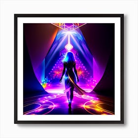 Woman Walks Through A Portal Art Print