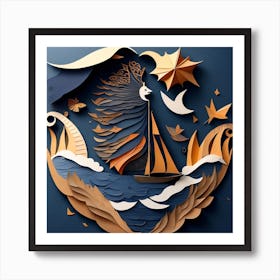 Paper art navy 10 Art Print