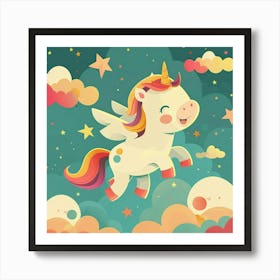 Smiling Unicorn Nursery Wall Art Poster