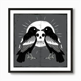 Crows And Skulls Art Print