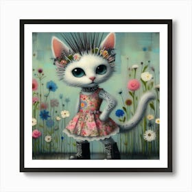 Cute punk cat 2 Art Print