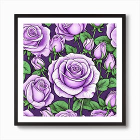 Realistic Lavender Rose Flat Surface Pattern For Background Use Ultra Hd Realistic Vivid Colors (7) Art Print