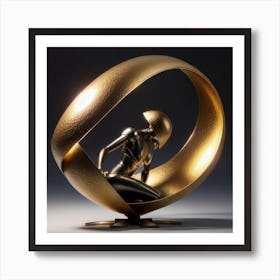 Woman In A Golden Sphere Art Print