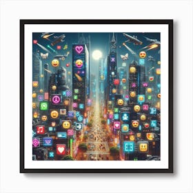 Cityscape With Emojis Art Print