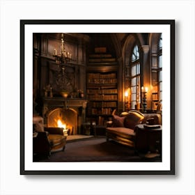 Harry Potter Library Art Print