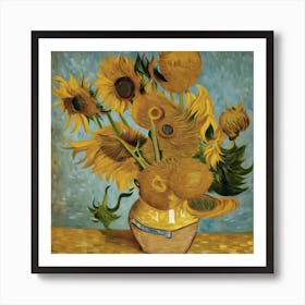 Sunflowers In A Vase 6 Art Print