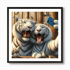 White Tiger Selfie Art Print