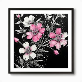 Pink Flowers 16 Art Print